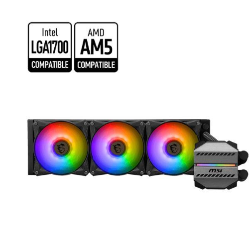 MSI MAG CORELIQUID M360 ARGB DISSIPATORE A LIQUIDO PER CPU DA 360mm 3 VENTOLE DA 120mm RAFFREDDAMENTO AD ACQUA SPLIT FLOW PER INTEL 1700/1200 AMD AM5/AM4